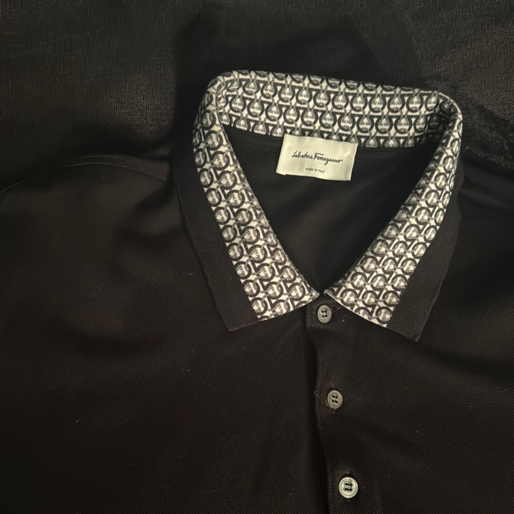 Salvatore Ferragamo Black Polo Shirt
